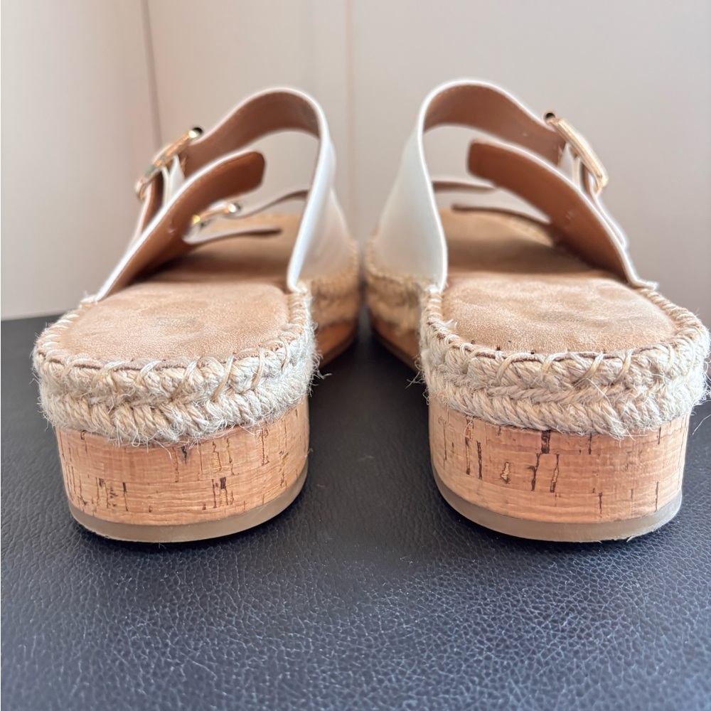 White Mountain Capture White Vegan Wedge Buckle Sandals Size 8M - Picture 9 of 11